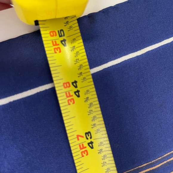 Christian DIOR Rare Vintage Rectangular Blue/Orange/Tan/White Striped Silk Scarf - Picture 9 of 10